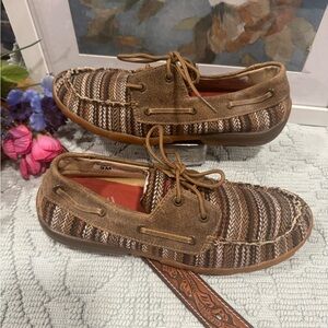 Women's Twisted X Leather Boat Driving Brown Southwest Style Shoes Size …
